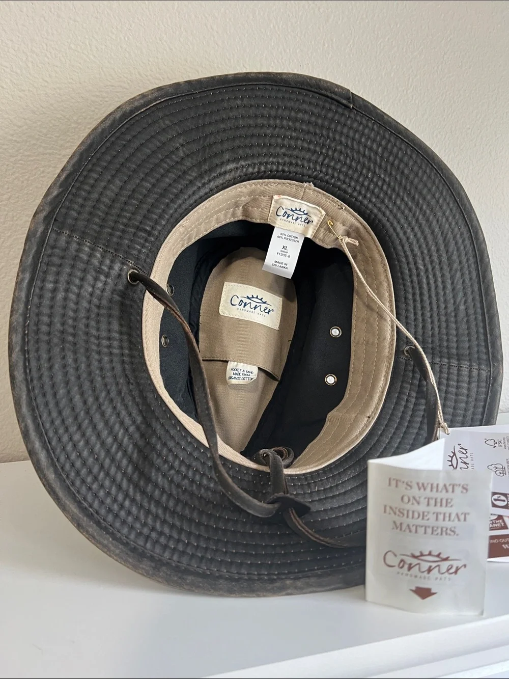 Conner Handmade Waxed Cotton Outback Hat in Dark Brown